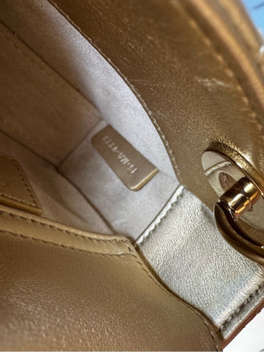 Dior Metallic Gold Quilted Micro Top-Handle Bag - Picture 7 of 7